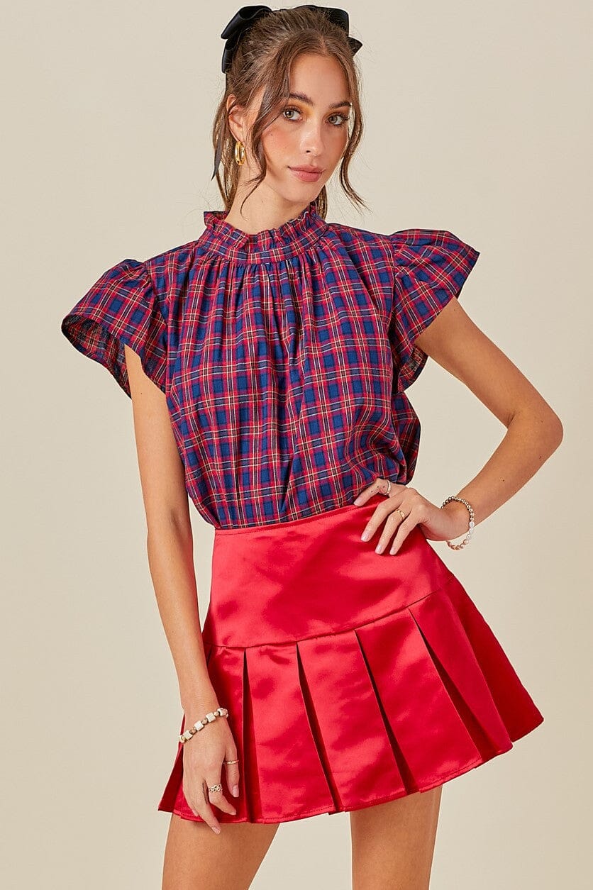 Day Moon Mock Neck Plaid Blouse day + moon