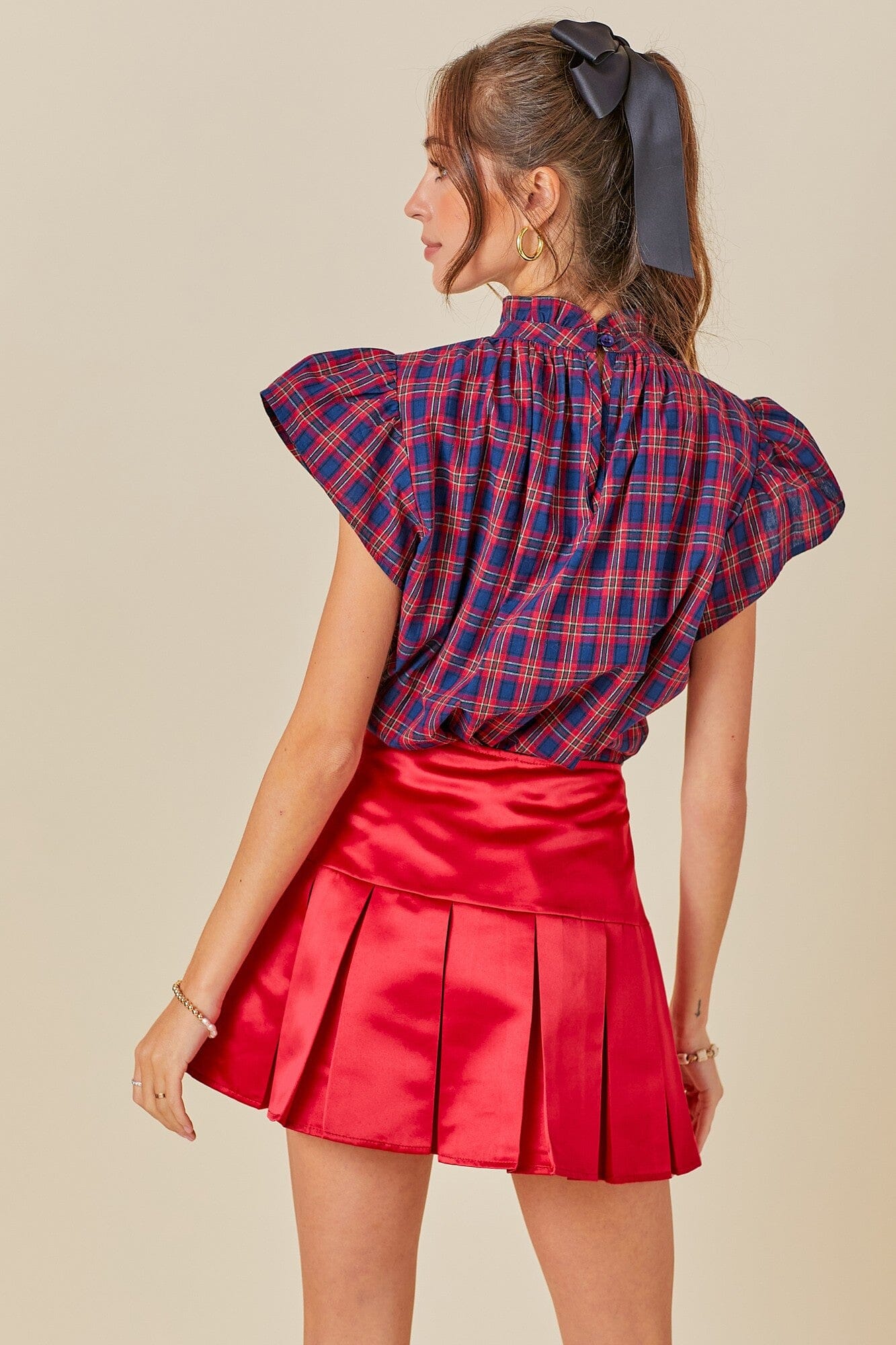 Day Moon Mock Neck Plaid Blouse day + moon