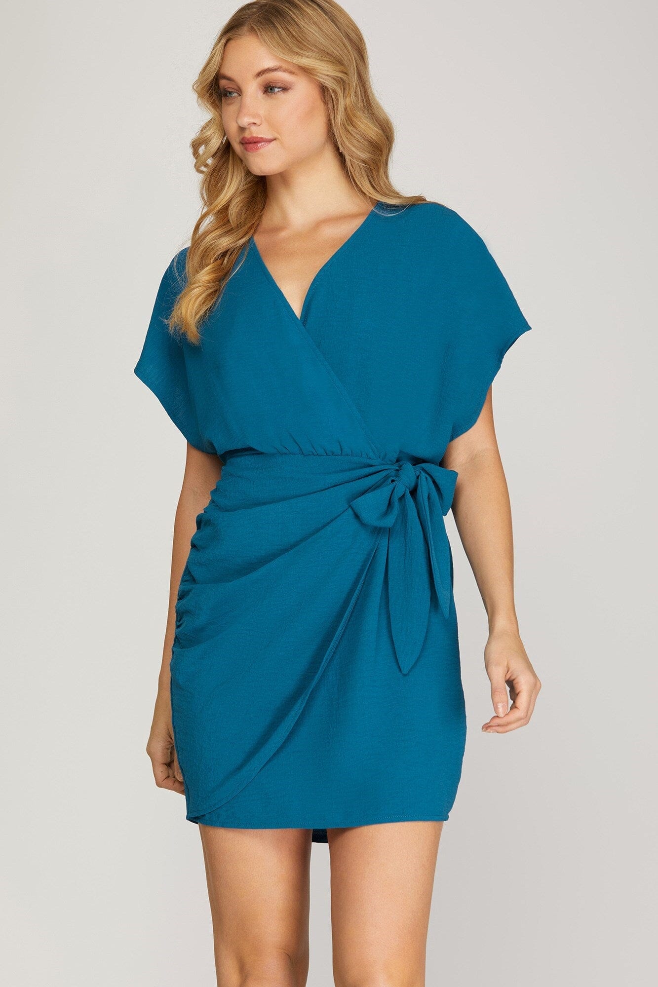 Dolman Sleeve Tie Waist Dress she + sky