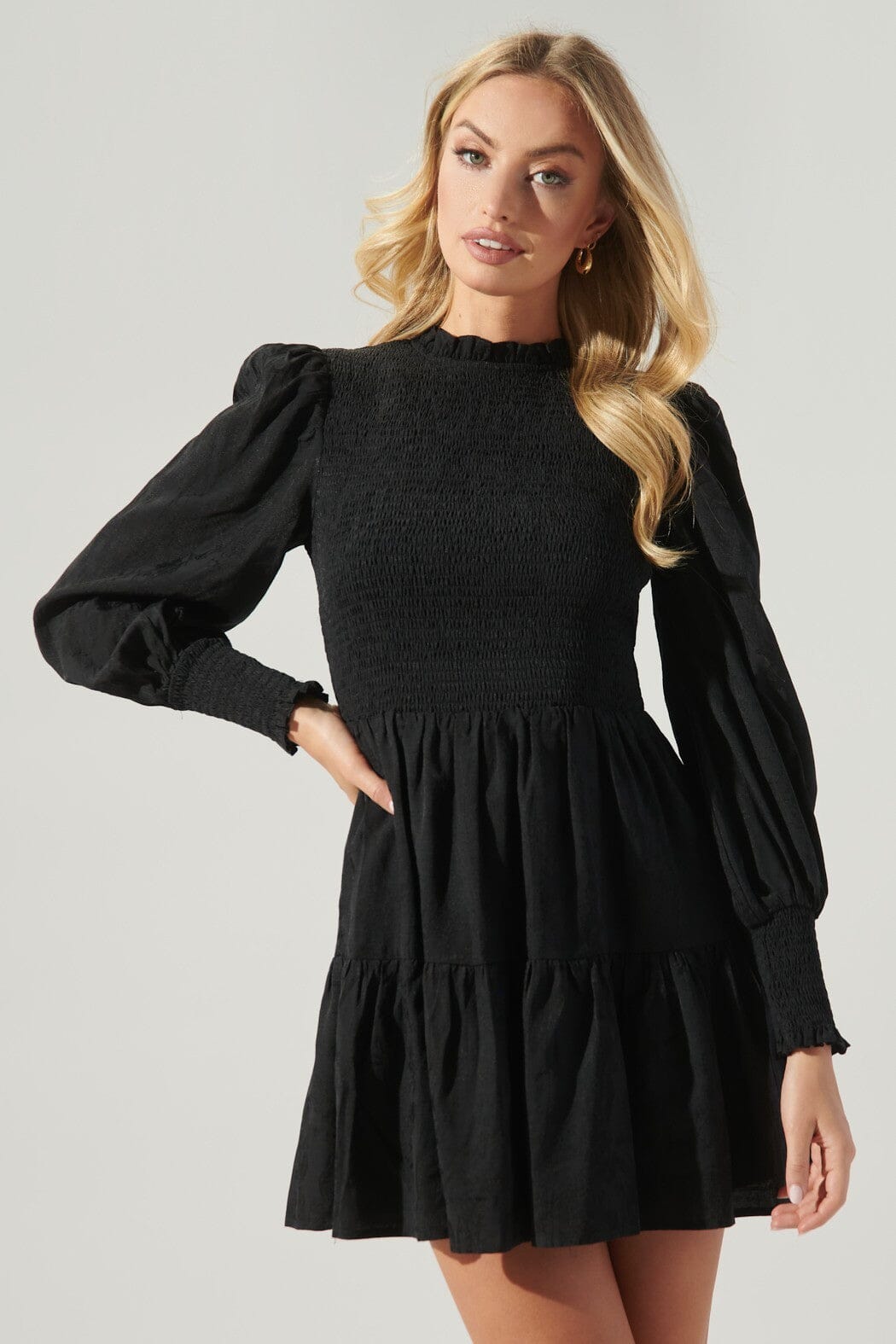 Elizabeth High Neck Smocked Mini Dress Sugarlips