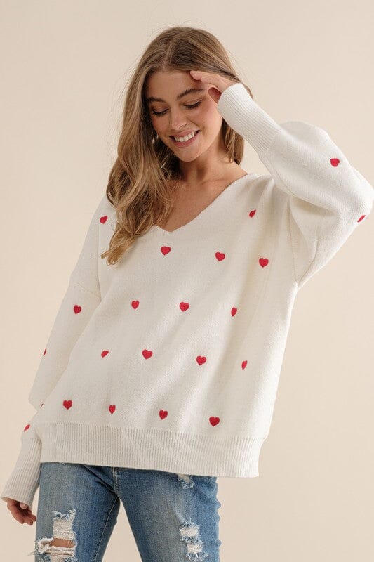 Embroidered Heart Sweater sweet generis