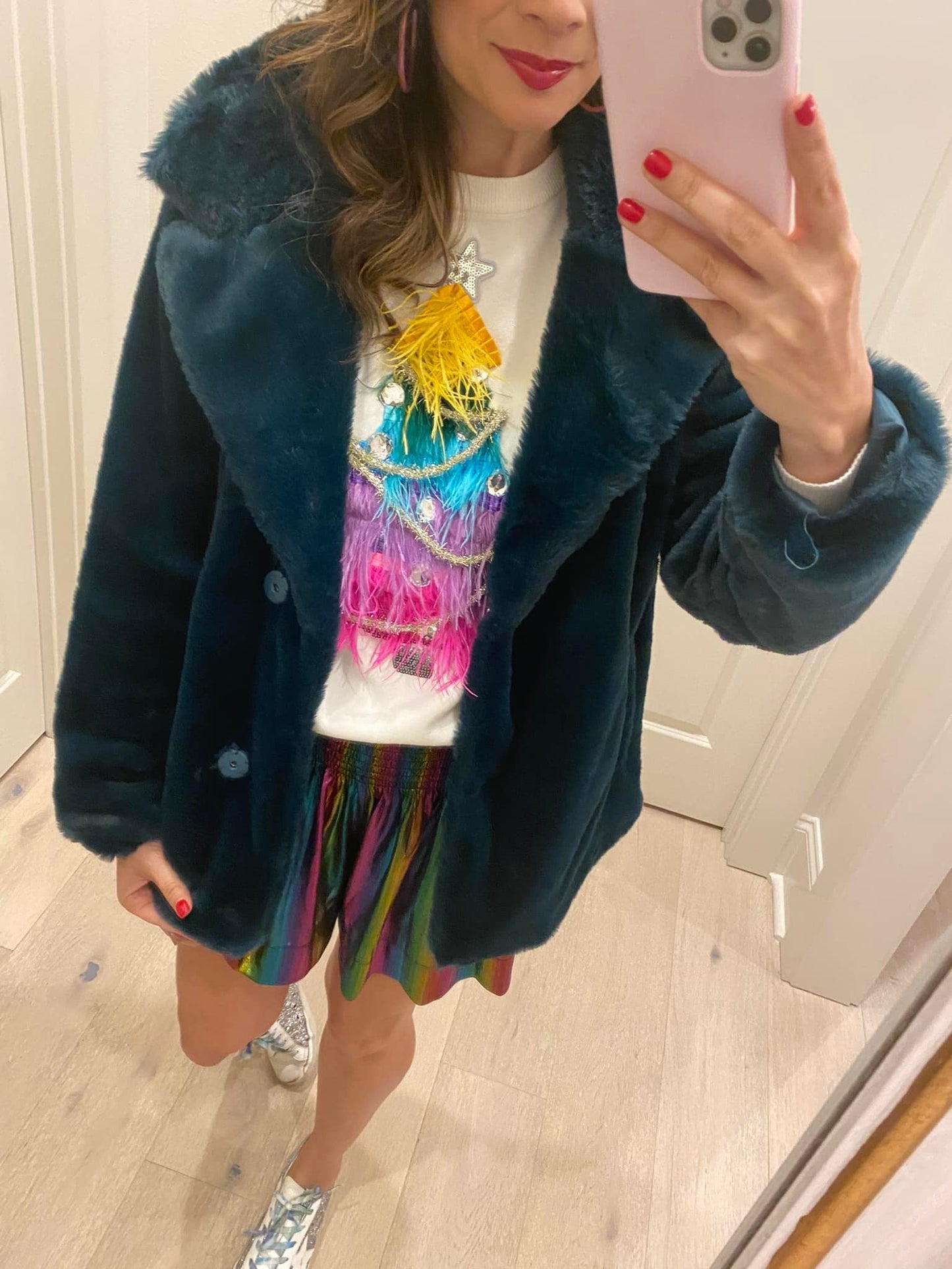 Emerald Faux Fur Jacket mainstrip