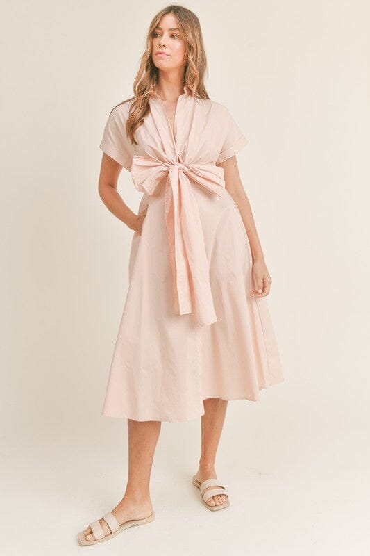 Exaggerated Self-Tie Bow Midi Mable