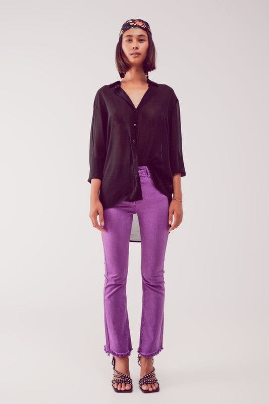 Fall 23' Purple Flare Jeans with Raw Edge Q2