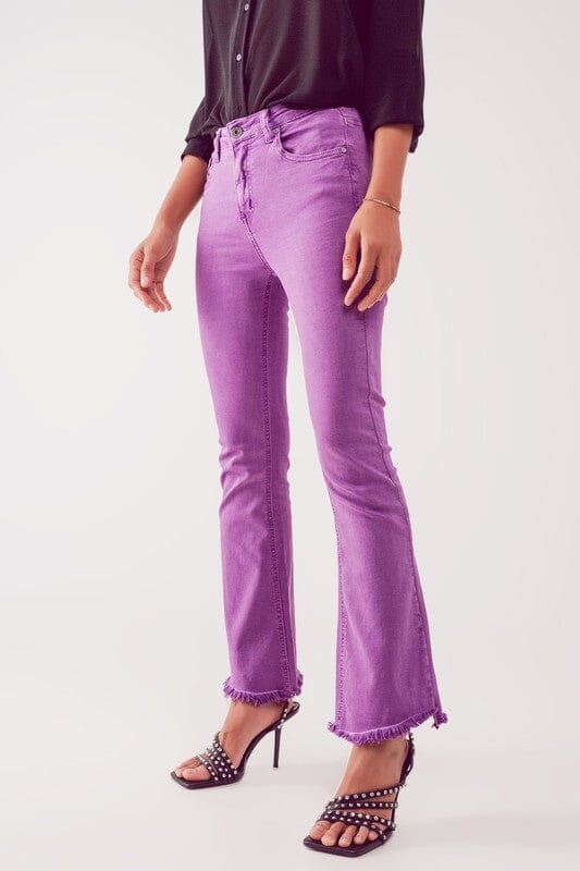 Fall 23' Purple Flare Jeans with Raw Edge Q2