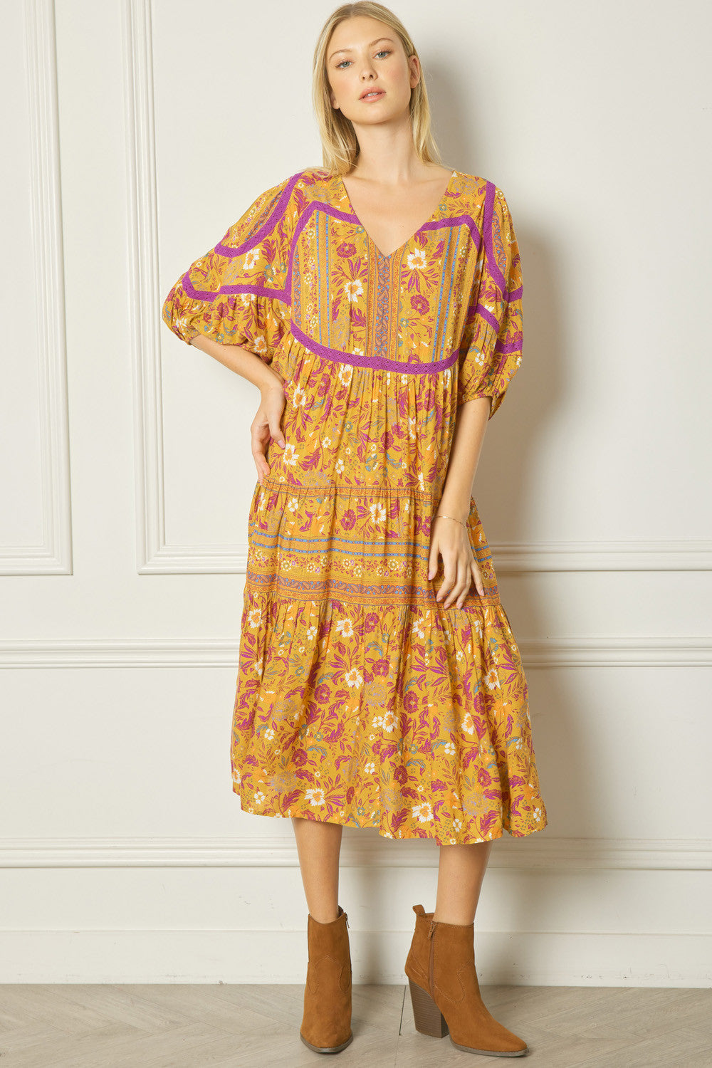 Fall Boho Floral Midi entro