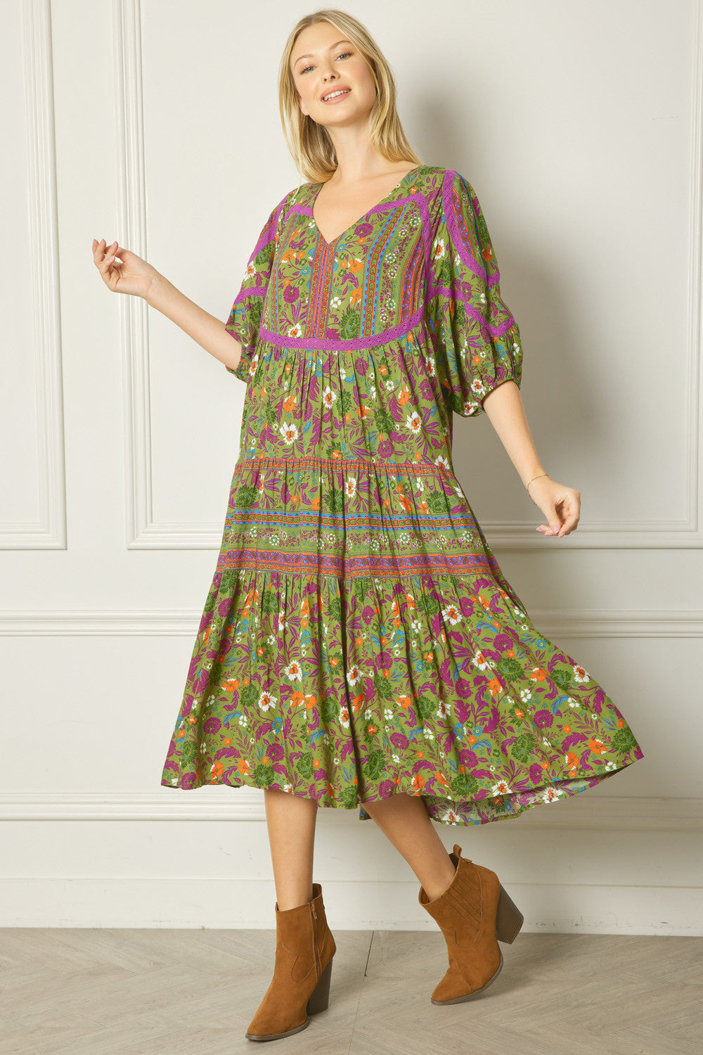 Fall Boho Floral Midi entro