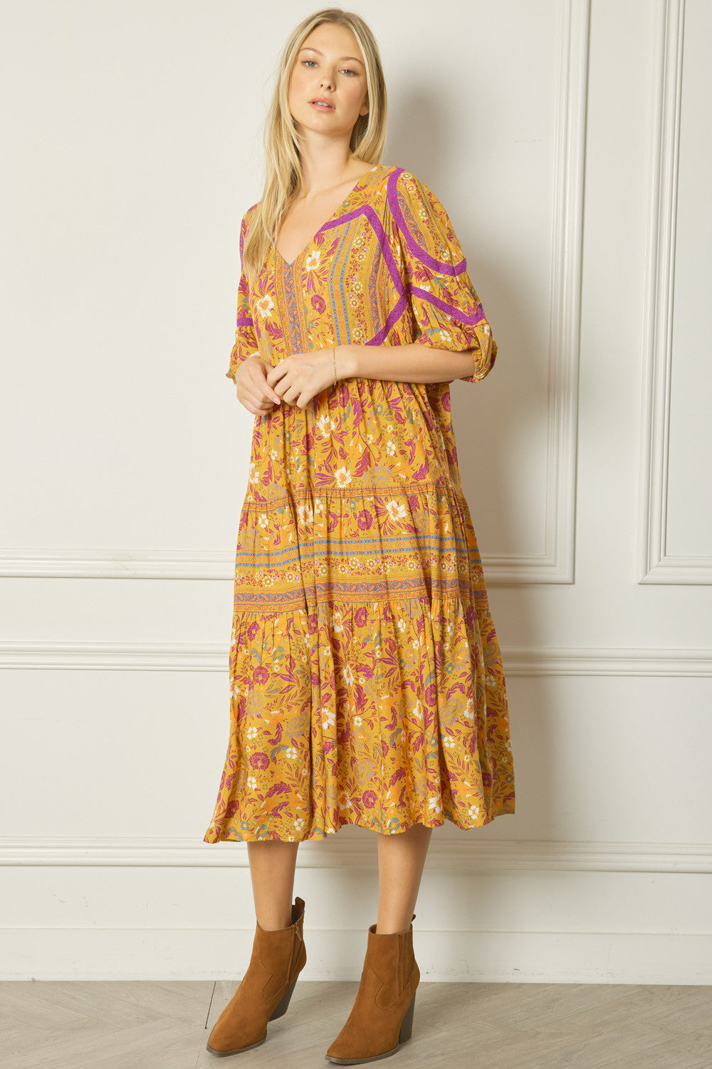 Fall Boho Floral Midi entro