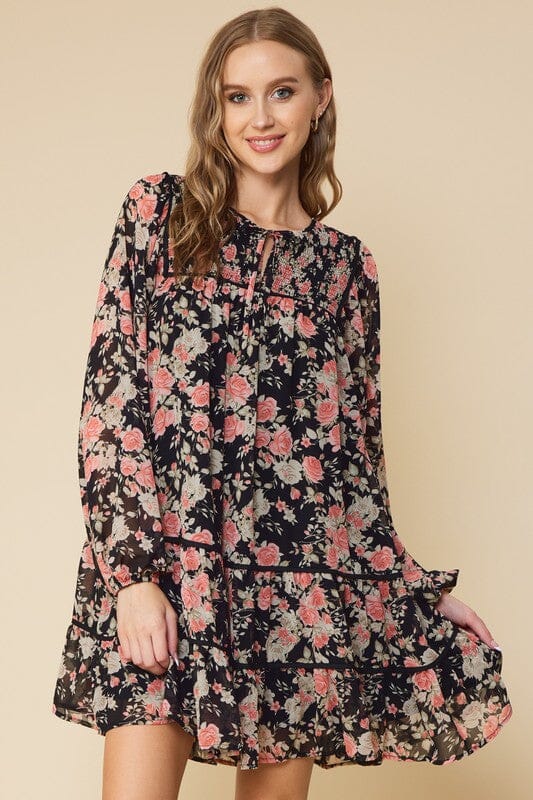 Fall Floral Babydoll Dress FSL Apparel