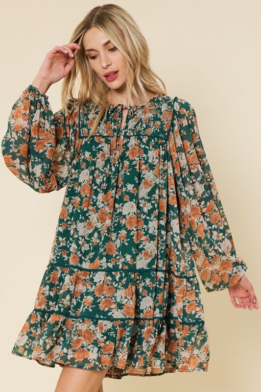 Fall Floral Babydoll Dress FSL Apparel