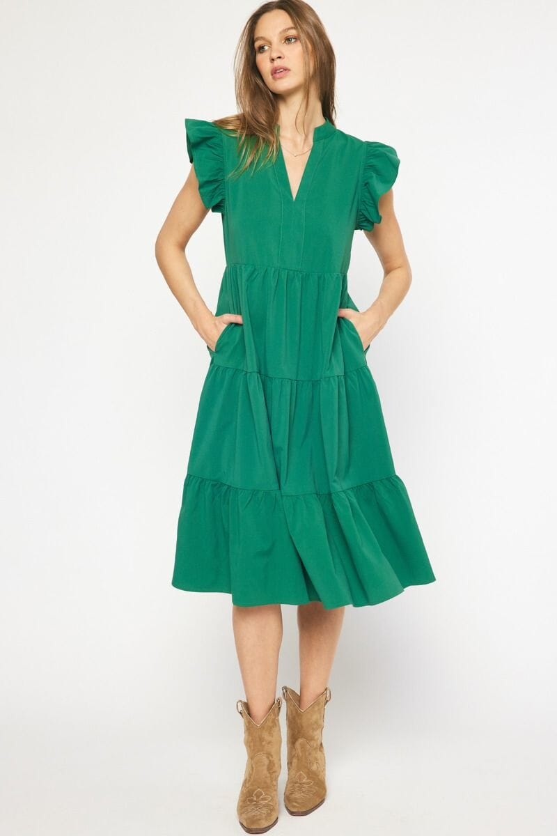 Fall Flutter Sleeve Midi entro