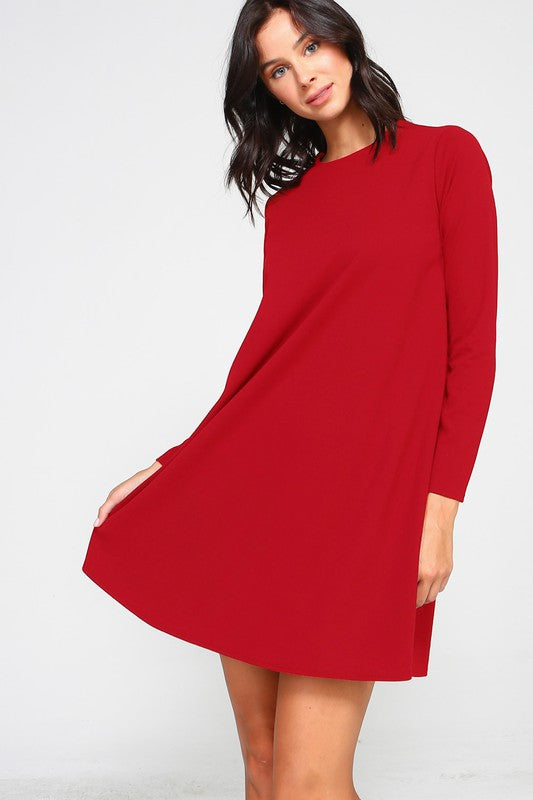 Fall Solid Swing Dress 2 hearts