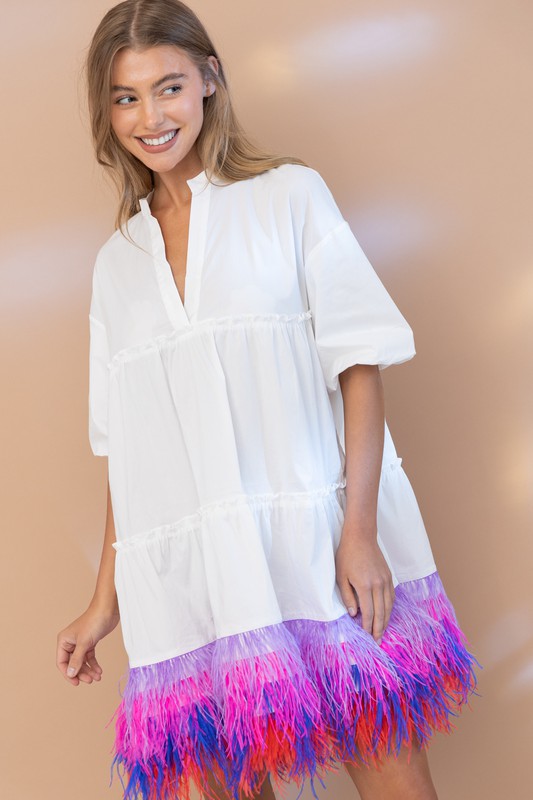 Feather Poplin Shirt Dress Blue B