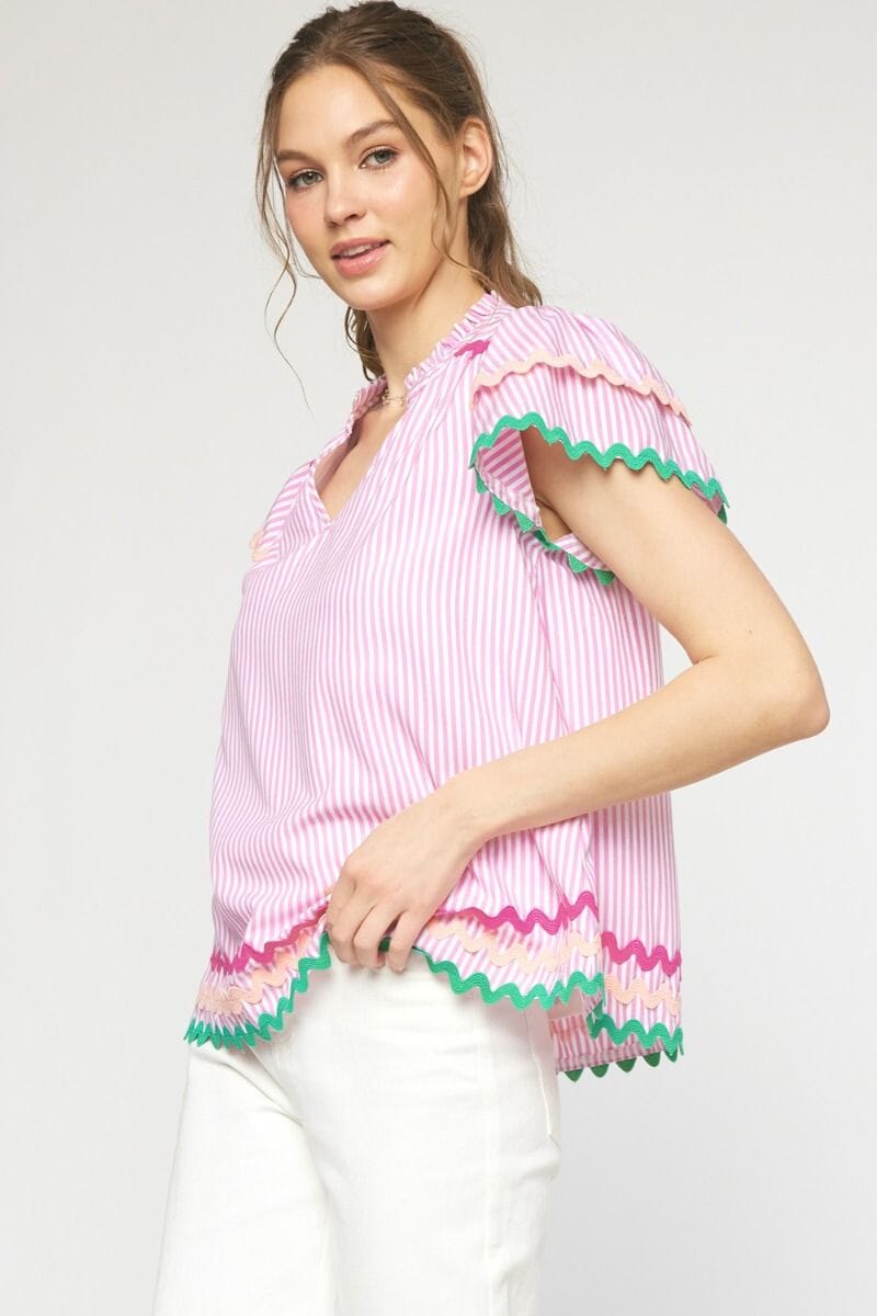 Fiesta Striped Ric Rac Top - Ships Mid-June entro