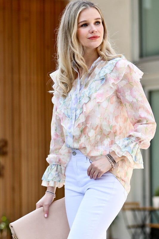 Floral Chiffon Blouse mazik
