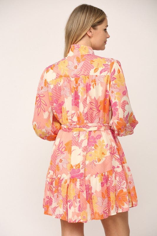 Floral Chiffon Mock Neck Dress Fate