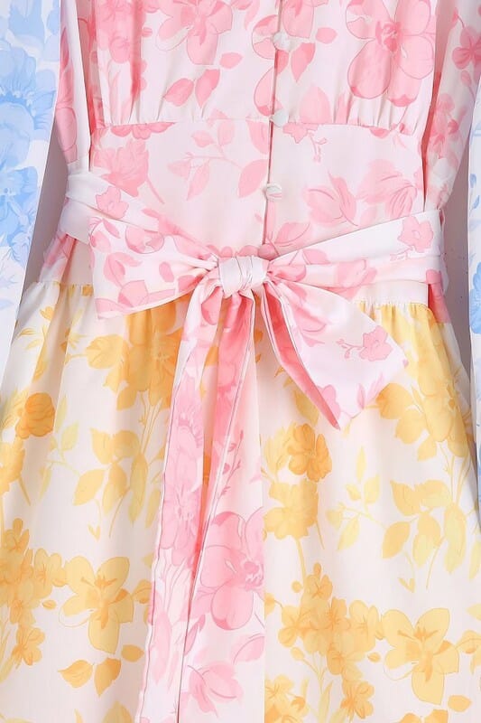 Floral Colorblock Ruffle Midi Sundayup