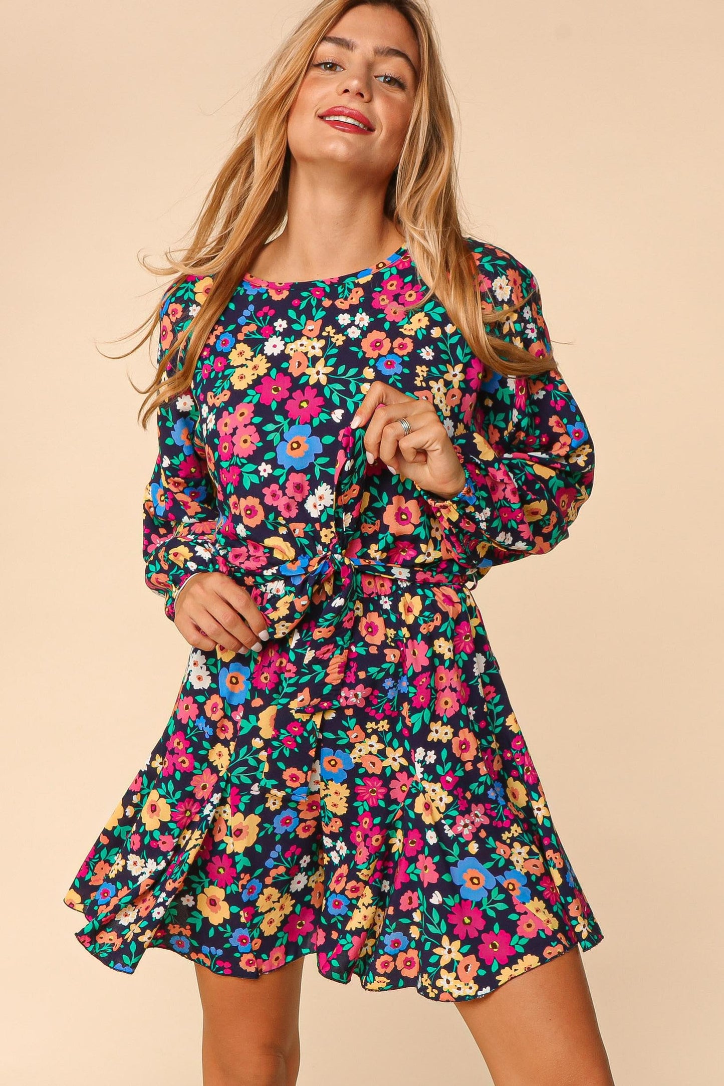 Floral Elastic Waist Romper Haptics