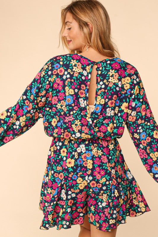 Floral Elastic Waist Romper Haptics