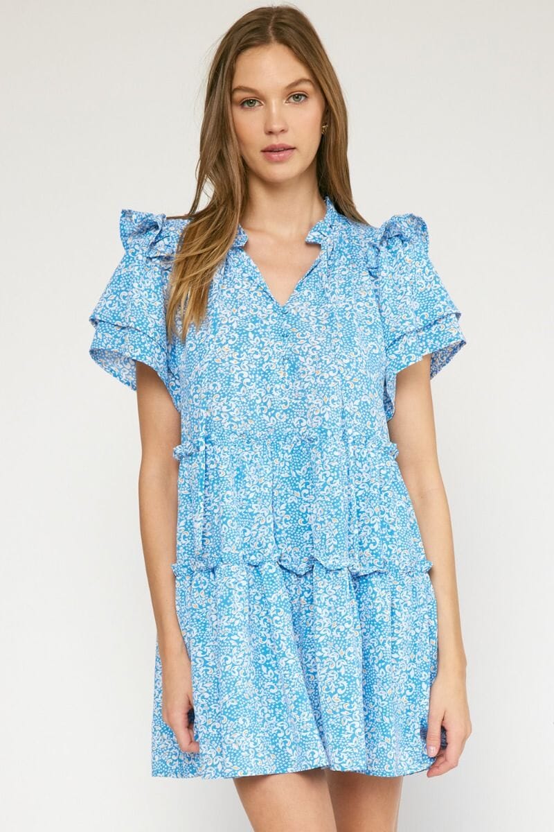 Floral Frill Sleeve Dress entro