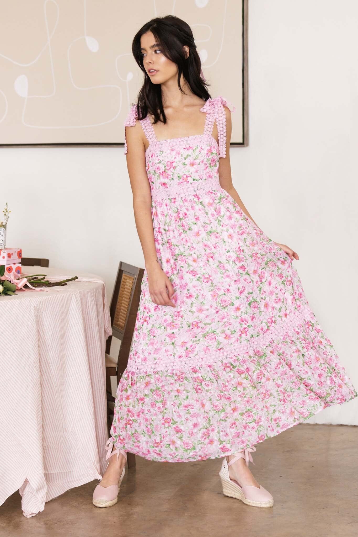 Floral Print Tie Dress Blu Pepper