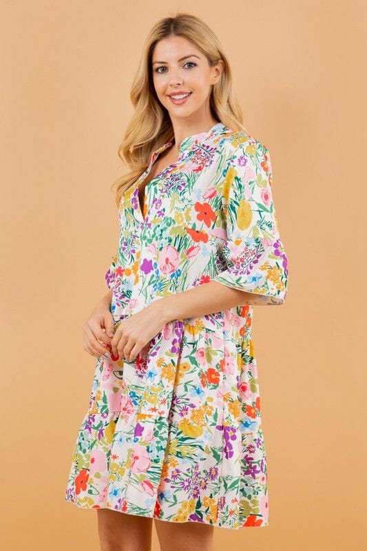 Floral Print V Neck Sundayup