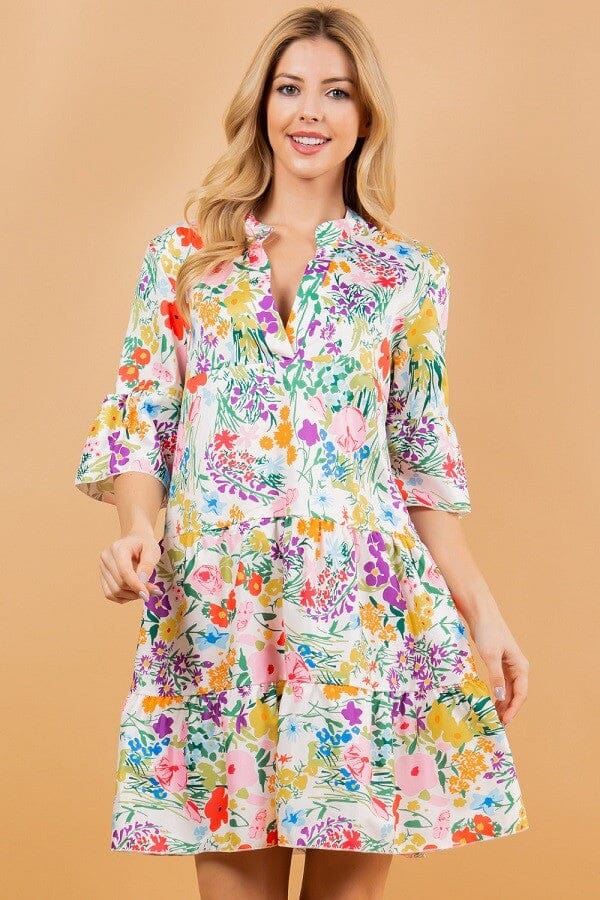 Floral Print V Neck Sundayup