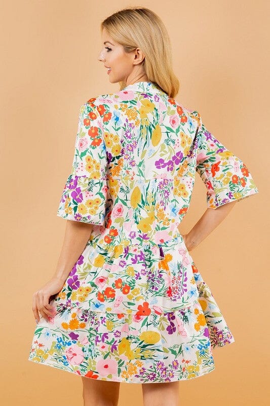 Floral Print V Neck Sundayup