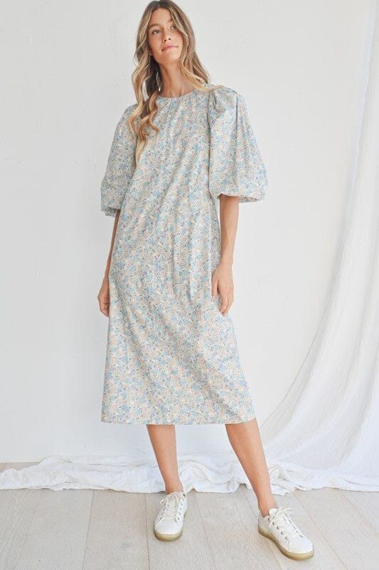 Floral Puff Sleeve Midi Mable