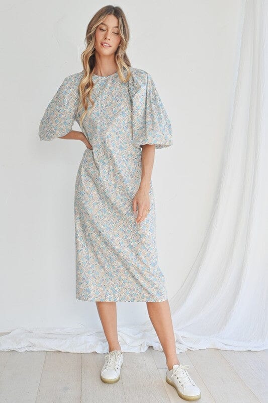Floral Puff Sleeve Midi Mable
