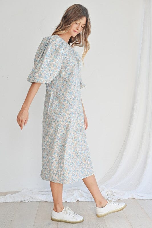Floral Puff Sleeve Midi Mable
