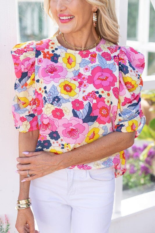 Floral Puff Sleeve Top Shewin