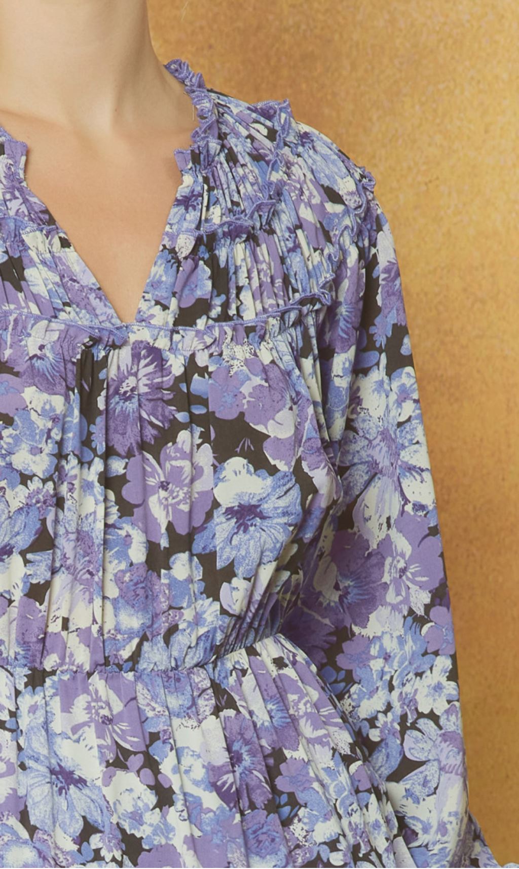 Floral V Neck Fall Midi entro
