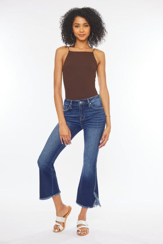 Frayed Hem Cropped Flare Kancan