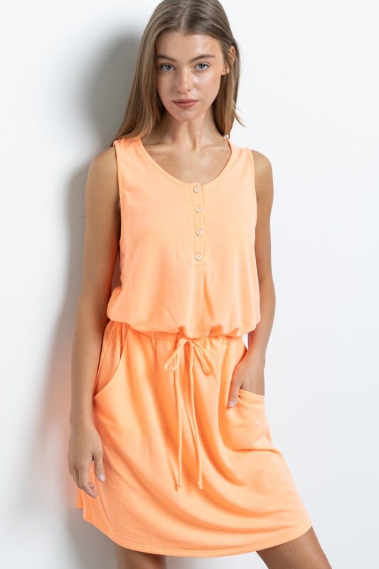 French Terry Henley Style Dress Cherish