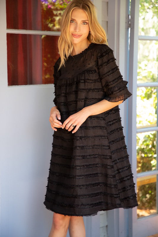 Fuzzy Striped Shift Dress Voy