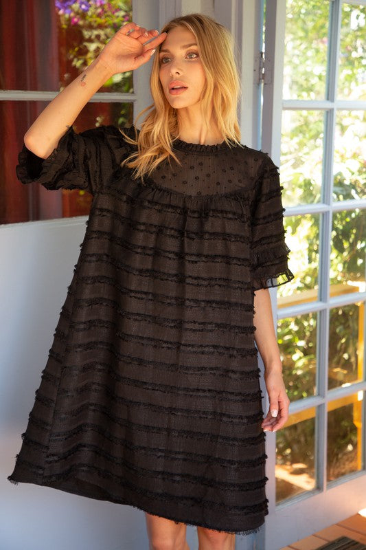 Fuzzy Striped Shift Dress Voy