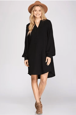 Gauze Cotton Popover Shirt Dress she + sky