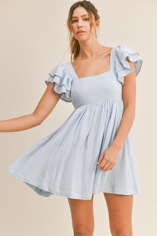 Gauzy Cotton Flutter Sleeve Dress Mable