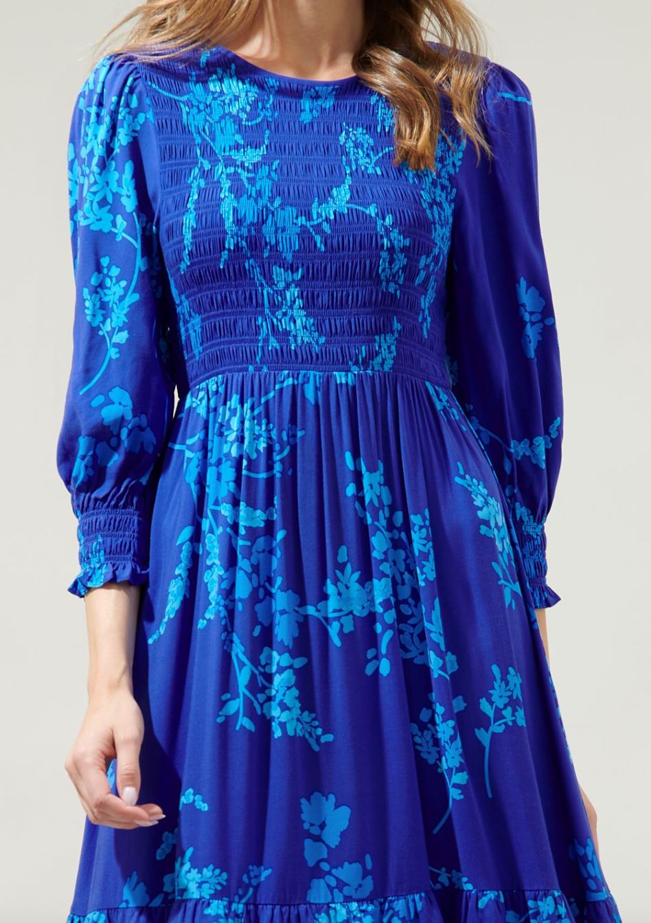 Gentian Floral Ludlow Smocked Maxi Dress Sugarlips