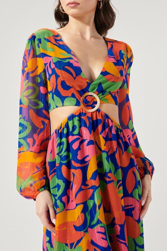 Geranium O-Ring Cut Out Nami Midi Dress Sugarlips