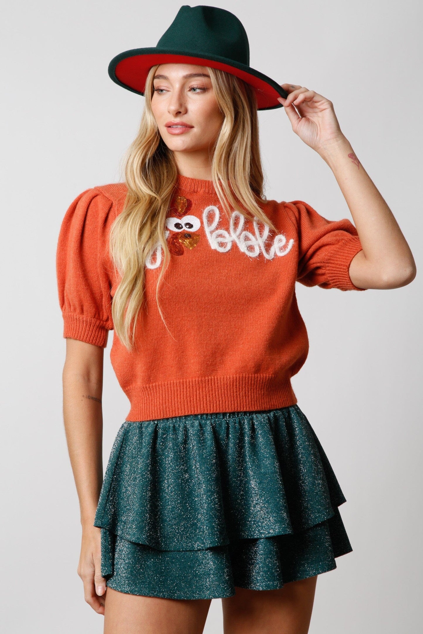Gobble Tinsel Sweater peach love california