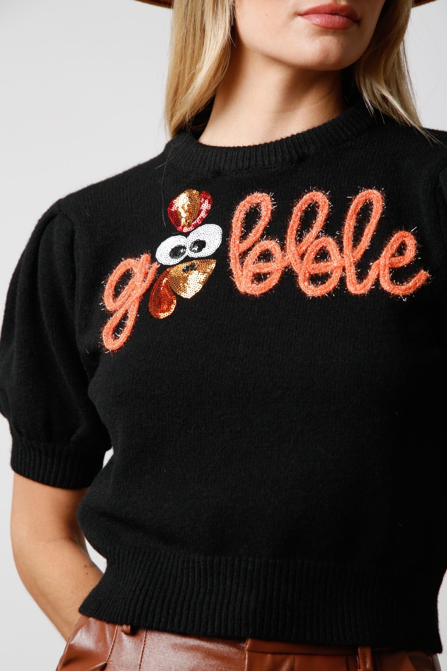 Gobble Tinsel Sweater peach love california