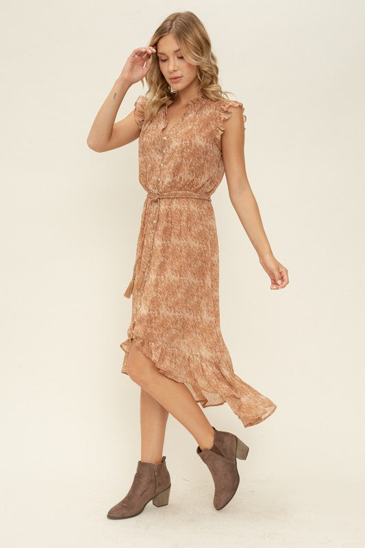 Golden Wheat Button Down Midi Voy