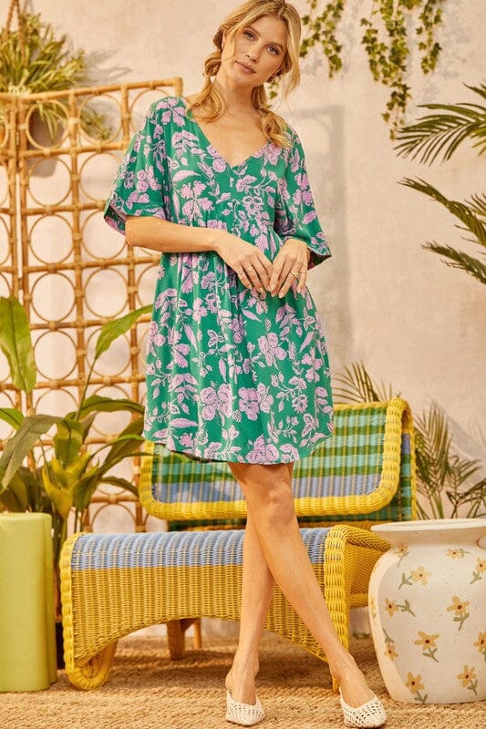 Green and Pink Babydoll Dress andree by unit