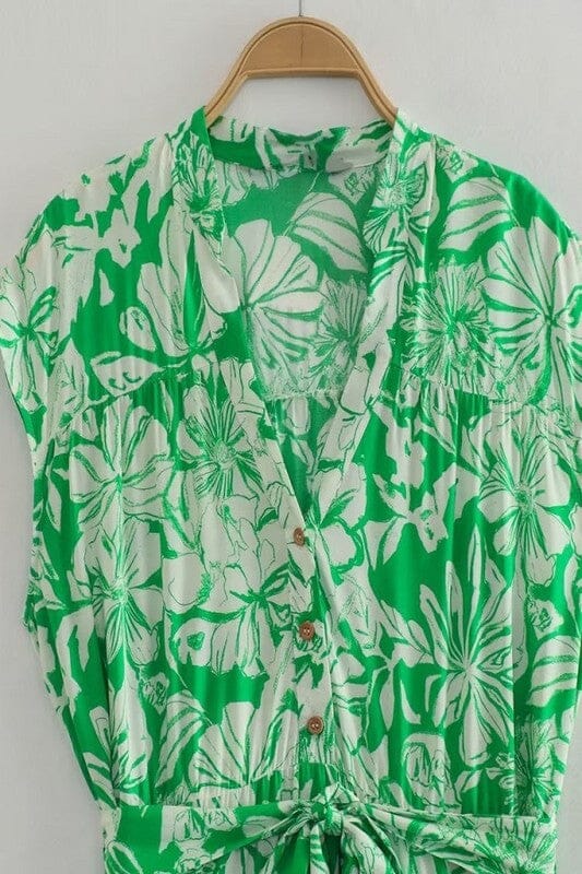 Green Floral Button Front Maxi Sundayup