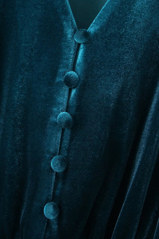 Green Velvet Belted Dress Sundayup