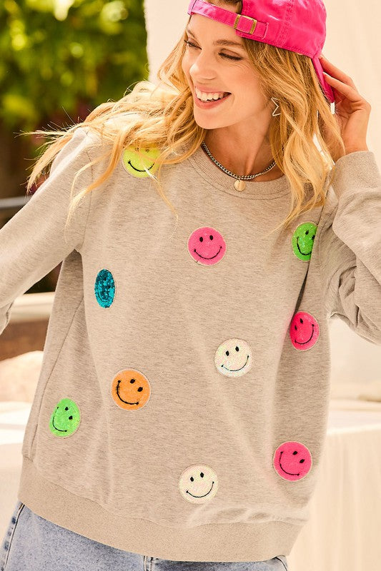Happy Face Patch Sweatshirt Main Strip