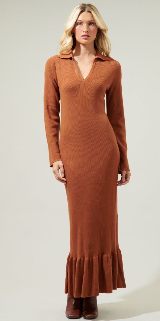 Kendal Knit Collared Maxi Dress Sugarlips