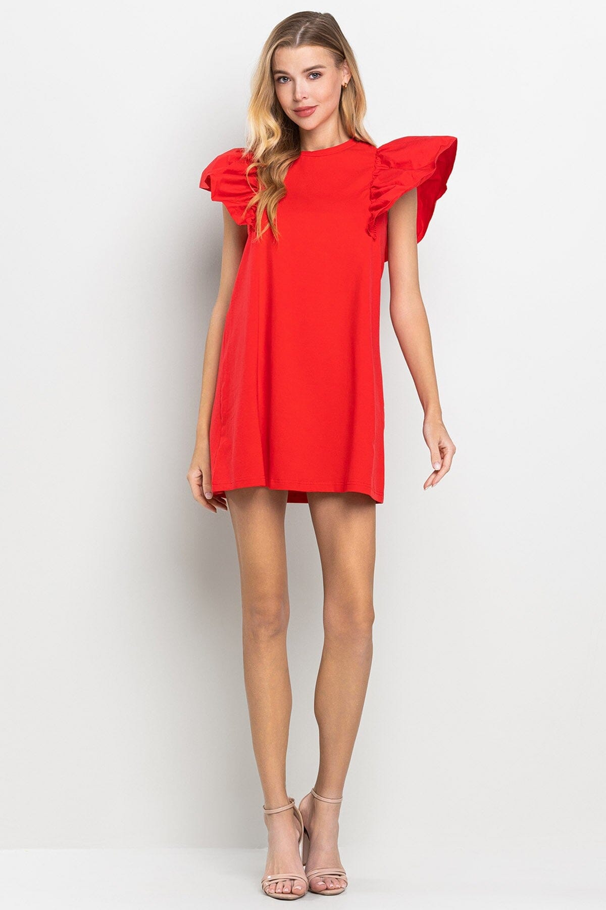 Knit Ruffle Sleeve Dress TCEC